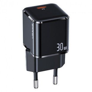 Зарядний Пристрій Usams T45 UX Series USB-C PD&QC3.0 30W 3A with Lightning-Type-C cable Black 258878 фото