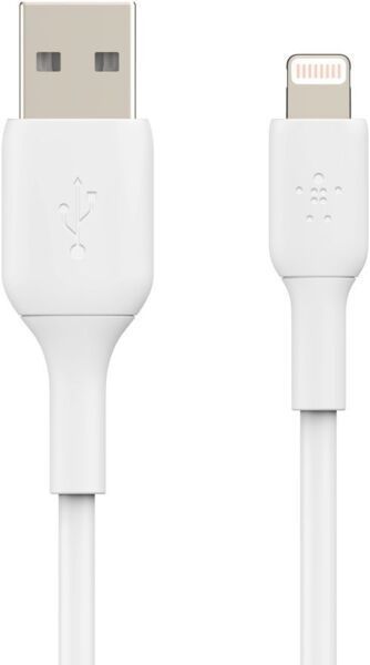 Кабель USB-A > Lightning заряджання/синхронізації Belkin 1м, 12Вт, PVC, білий (CAA001BT1MWH) 369454 фото