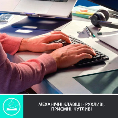 Клавіатура LOGITECH MX Mechanical Mini Minimalist Wireless GRAPHITE-US INT'L-2.4GHZ/BT - TAC 306743 фото