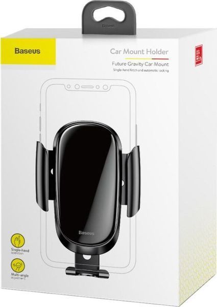 Автомобільний тримач Baseus Future Gravity Car Mount Holder (SUYL-WL01) Black 192588 фото