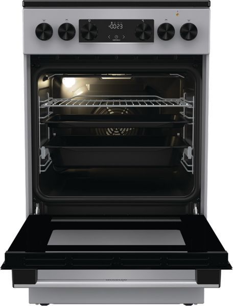 Плита Gorenje електрична склокерамічна, 70л, 50x60см, дисплей, програматор, сірий (GEC5C41SG) 374404 фото