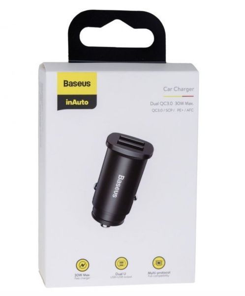 АЗП 2USB Baseus Square Metal QC 30W (CCALL-DS01) Black 214763 фото