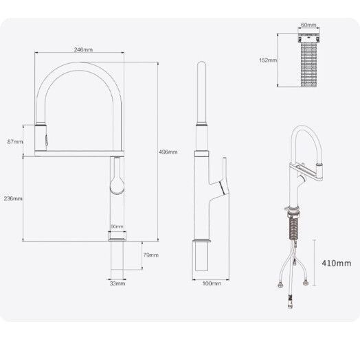Кухонний Змішувач з Висувним Виливом Xiaomi DIIIB (DXCF004-T) 282392 фото