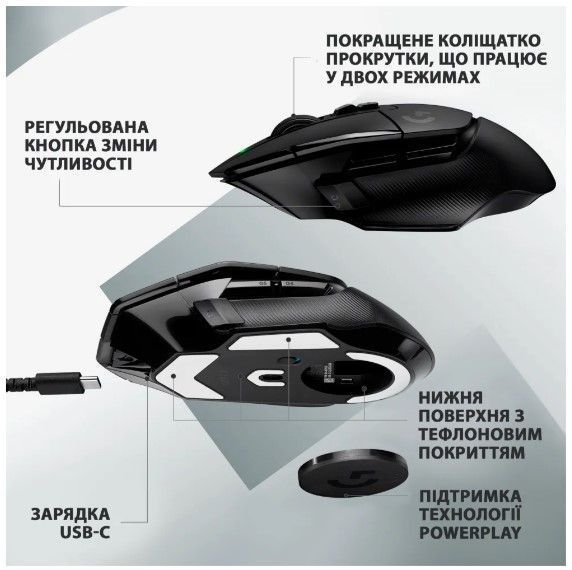 Миша LOGITECH G502 X LIGHTSPEED, Black (910-006180) 306810 фото