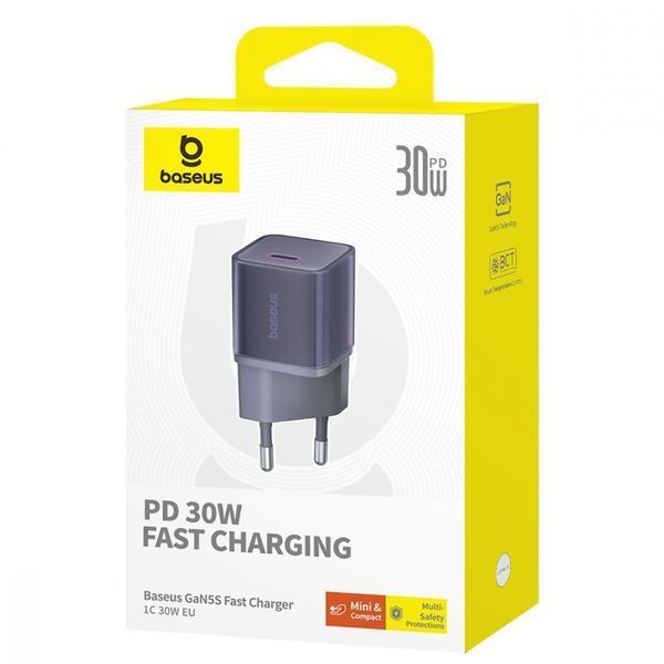 Зарядний Пристрій Baseus GaN5S 30W Wall charger 1Type-C (P10162504113-00) Black 289543 фото