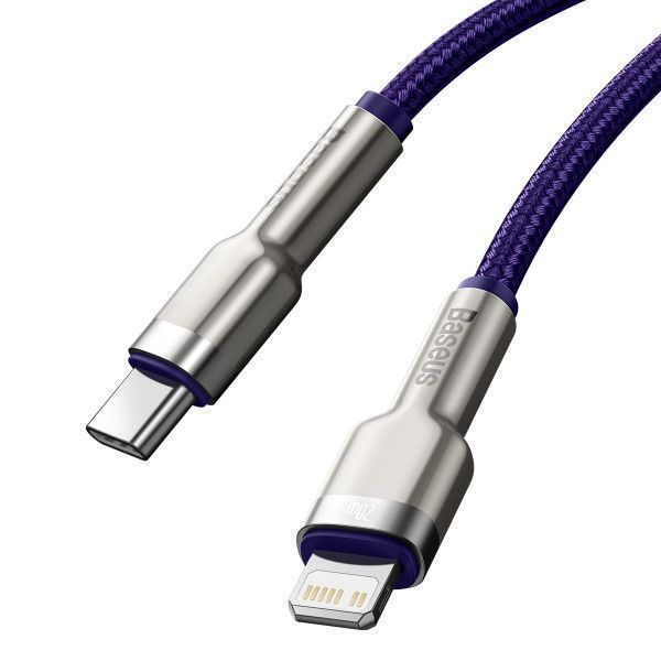 Кабель Baseus Cafule Metal Type-C To Lightning PD 20W (1m) (CATLJK-A05) Purple 271347 фото