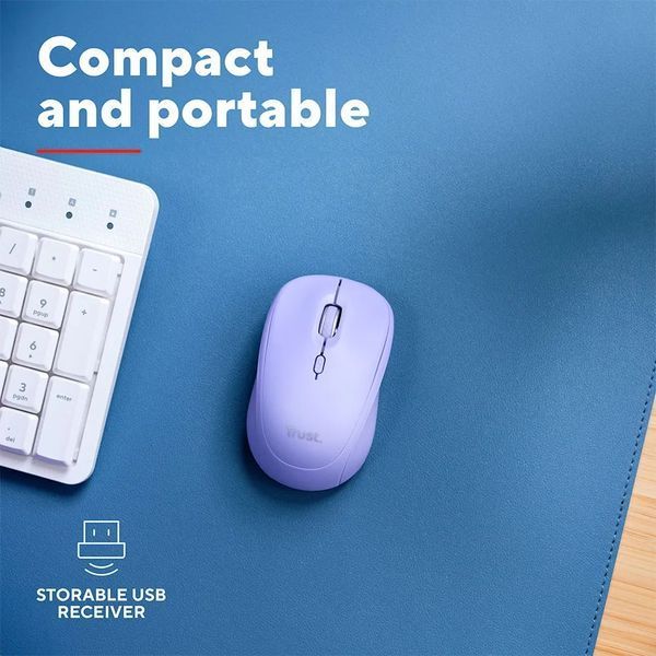 Миша Trust Yvi+ Compact Multi-Device, WL/BT/USB-A, фіолетовий 392636 фото