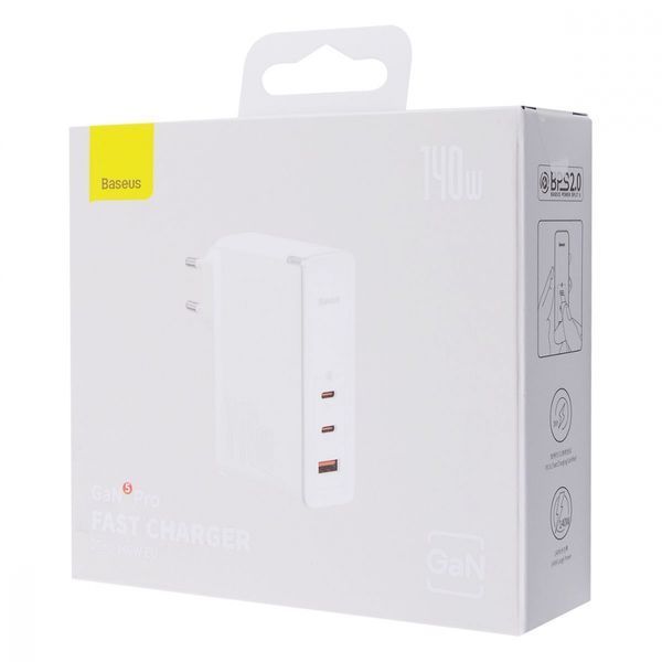 Зарядний Пристрій Baseus GaN5 Pro 140W 2 x Type-C + USB + Кабель Type-C - Type-C (CCGP100201) black 268696 фото