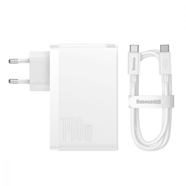 Зарядний Пристрій Baseus GaN5 Pro 140W 2 x Type-C + USB + Кабель Type-C - Type-C (CCGP100201) black 268696 фото