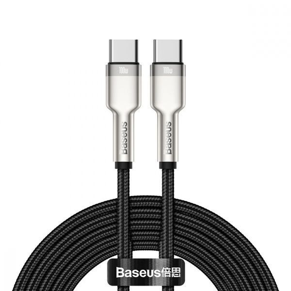 Кабель Baseus Cafule Metal Type-C To Type-C 100W 2М (CATJK-D01) Black 252343 фото