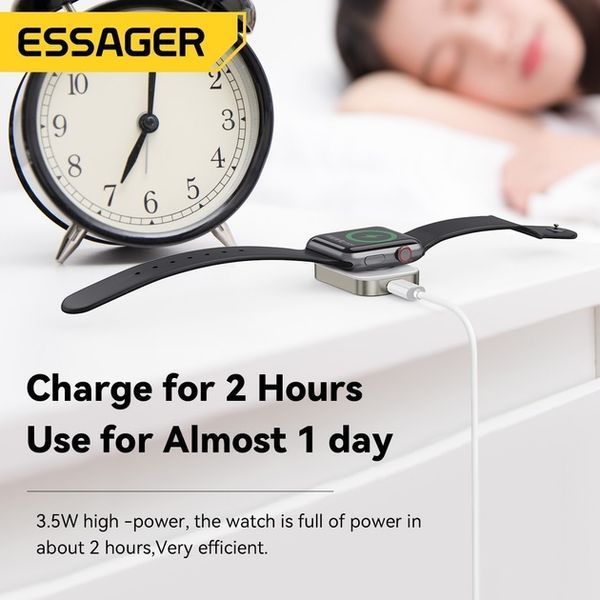 Безпровідний Зарядний пристрій ESSAGER Yibay Smart Watch Wirless Charger With USB A Port (EWXA-YB02-Z) White 355938 фото