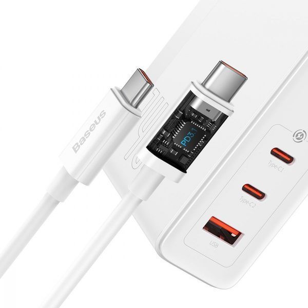 Зарядний Пристрій Baseus GaN5 Pro 140W 2 x Type-C + USB + Кабель Type-C - Type-C (CCGP100201) black 268696 фото