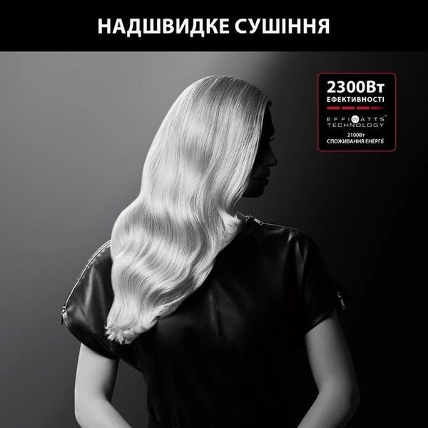 Фен Rowenta Studio Dry x Karl Lagerfeld, 2100Вт, 3 режими, хол. обдув, чорний (CV581LF0) 371812 фото