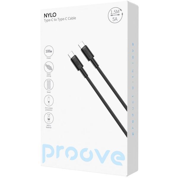 Кабель Proove Nylo Type-C to Type-C 100W (1.5m) white (CCPN11002202) 388084 фото