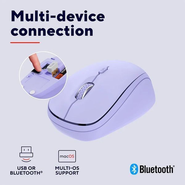 Миша Trust Yvi+ Compact Multi-Device, WL/BT/USB-A, фіолетовий 392636 фото