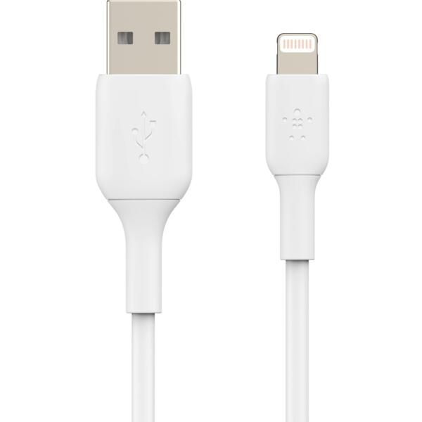 Кабель USB-A > Lightning заряджання/синхронізації Belkin 1м, 12Вт, PVC, білий (CAA001BT1MWH) 369454 фото