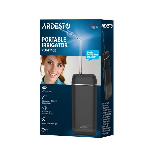 Іригатор Ardesto портативний, чаша 140 мл, Li-ion акум. в компл., чорний (POI-T140B) 369762 фото