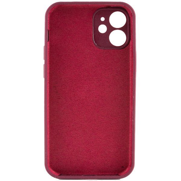 Чохол Silicone Case Full Camera Protective (AA) NO LOGO для Apple iPhone 12 (6.1") Бордовий / Plum 288627 фото