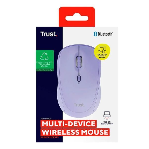 Миша Trust Yvi+ Compact Multi-Device, WL/BT/USB-A, фіолетовий 392636 фото