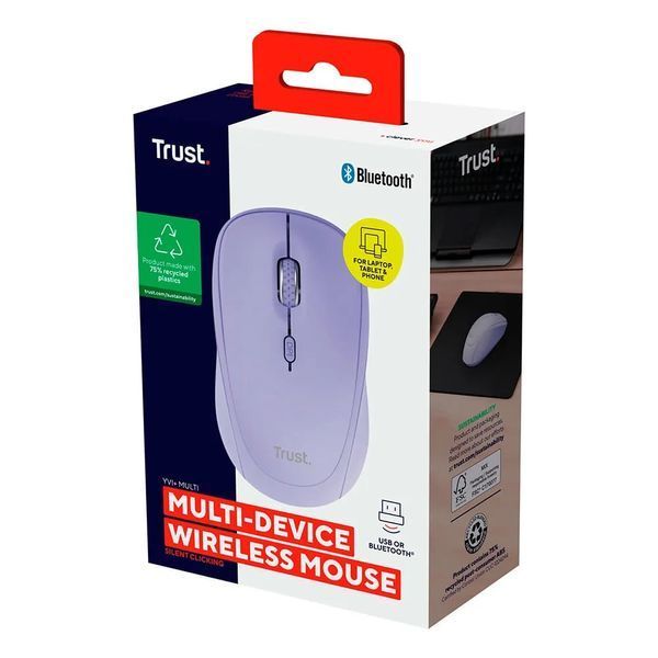 Миша Trust Yvi+ Compact Multi-Device, WL/BT/USB-A, фіолетовий 392636 фото