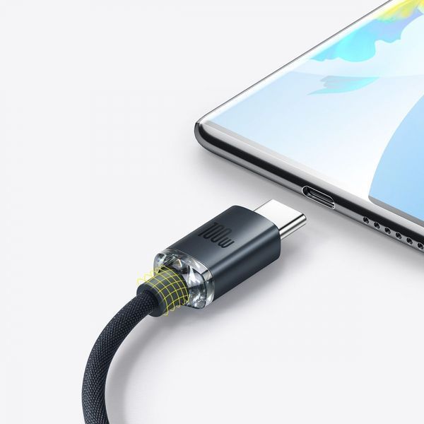 Кабель Baseus Crystal Shine Series Fast Charging Data USB кабель USB To Type-C 100 W 2M (CAJY000503) Blue 253538 фото