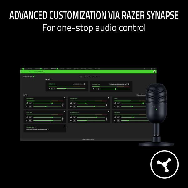 Мікрофон геймінговий Razer Seiren V3 Mini, Omni, USB-A, 1.2м, чорний (RZ19-05050100-R3M1) 376112 фото
