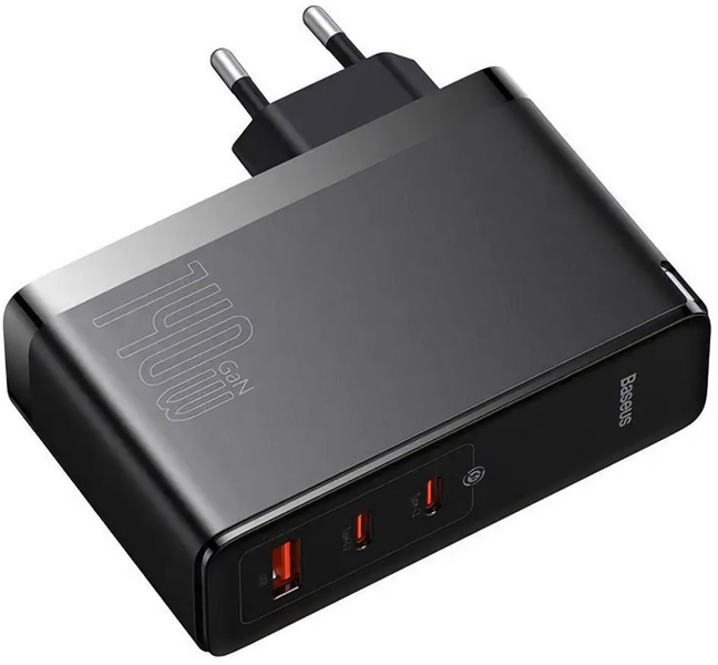 Зарядний Пристрій Baseus GaN5 Pro 140W 2 x Type-C + USB + Кабель Type-C - Type-C (CCGP100201) black 268696 фото