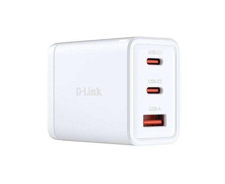 Зарядний пристрій мережевий D-Link DCP-651 65Вт GaN 2хUSB-С, 1xUSB-A, білий 395553 фото
