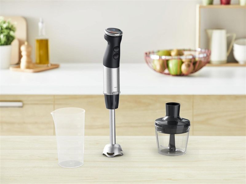 Блендер Tefal заглибний Quickchef+ 1000Вт, 2в1, чаша-800мл, чопер-500мл, турборежим, сріблясто-чорний (HB672830) 363209 фото