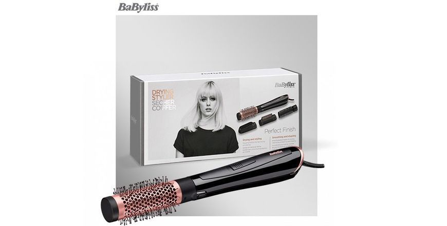 Фен-щітка Babyliss, 1000Вт, 2 режими, іоніз-я, хол. обдув, кераміка, чорний (AS126E) 366637 фото