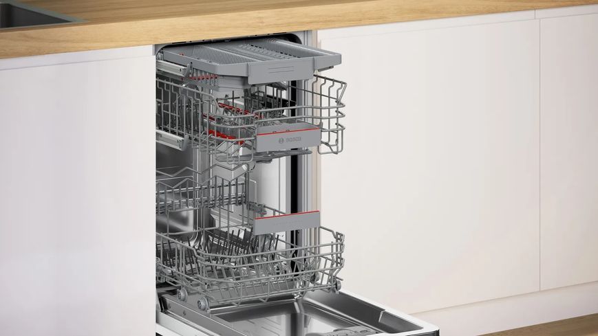 Посудомийна машина Bosch вбудована, 10компл., A+, 45см, дисплей, 3й кошик, білий 390000 фото