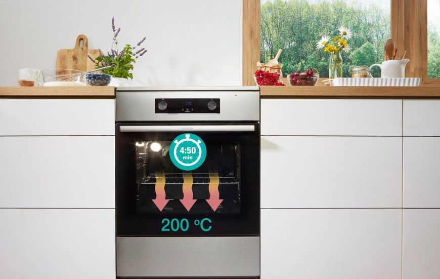 Плита Gorenje електрична склокерамічна, 70л, 50x60см, дисплей, програматор, сірий (GEC5C41SG) 374404 фото