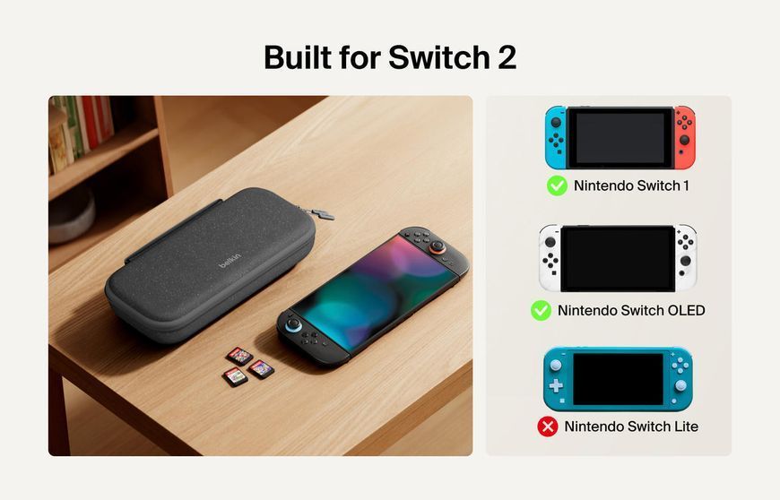 Чохол Belkin із акумулятором 10000мА&middot;год для Nintendo Switch 2 (ENA001HQCH-V2) Charcoal 389288 фото