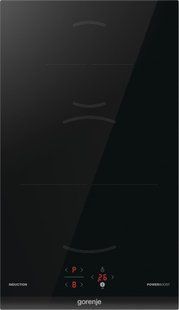 Варильна поверхня Gorenje індукційна, 30см, Доміно, PowerBoost, TouchControl, поєднання конфорок, чорний (GI3201BC) 367309 фото