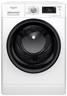 Пральна машина Whirlpool фронтальна, 9кг, 1400, A+++, 60см, дисплей, пара, інвертор, люк чорний, білий (FFB9448BVUA) 375196 фото