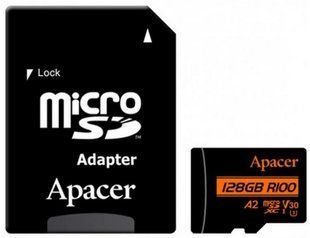 Карта пам'яті Apacer microSDXC UHS-I U3 128GB V30 A2 адаптер +SD (AP128GMCSX10U8-R) 318867 фото