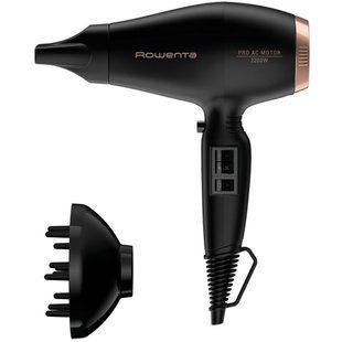 Фен Rowenta Compact PRO+, 2200Вт, 2 режими, дифузор, іоніз-я, хол. обдув, чорний (CV6930F0) 366662 фото