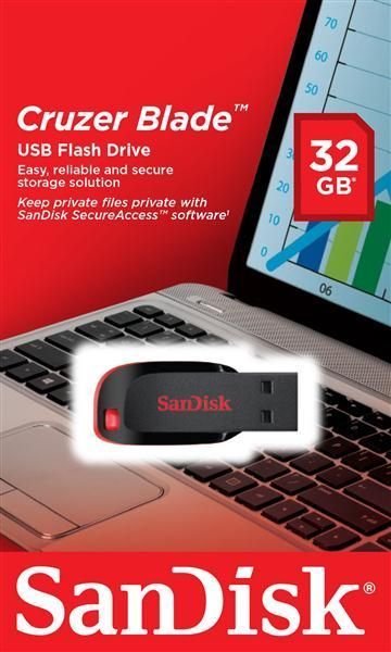 Накопичувач SanDisk 32GB USB 2.0 Type-A Cruzer Blade Чорний (SDCZ50-032G-B35) 375216 фото