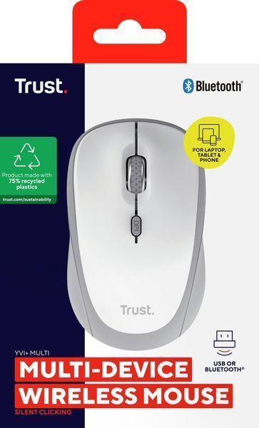 Миша Trust Yvi+ Compact Multi-Device, WL/BT/USB-A, білий 392638 фото