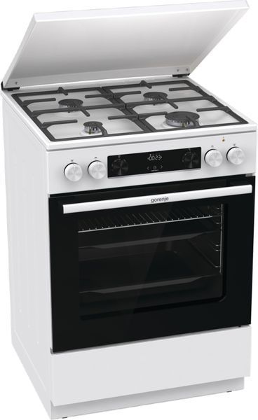 Плита Gorenje комбінована, 71л, 60x60см, дисплей, IconLed, чавун, білий (GK6C5WF) 374406 фото