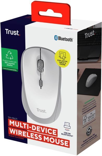 Миша Trust Yvi+ Compact Multi-Device, WL/BT/USB-A, білий 392638 фото