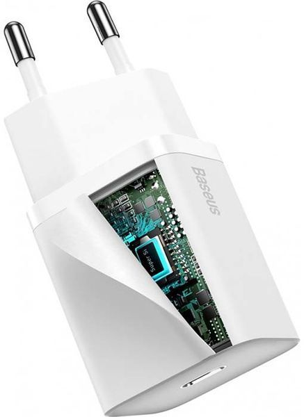Зарядний Пристрій Baseus Super Silicone PD Charger 20W (1Type-C) (CCSUP-B02) White 190751 фото