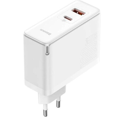 Зарядний Пристрій Baseus GaN5 Pro 100W Type-C + USB + Кабель Type-C - Type-C (CCGP090202) white 268697 фото