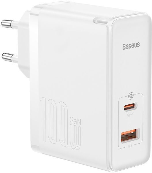 Зарядний Пристрій Baseus GaN5 Pro 100W Type-C + USB + Кабель Type-C - Type-C (CCGP090202) white 268697 фото
