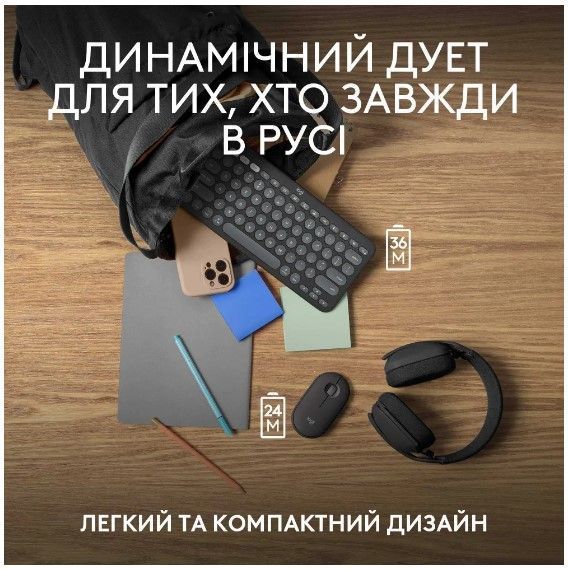 IT/наб LOGITECH Pebble 2 Combo for Mac - TONAL GRAPHITE - US INT'L - BT - MAC 306999 фото