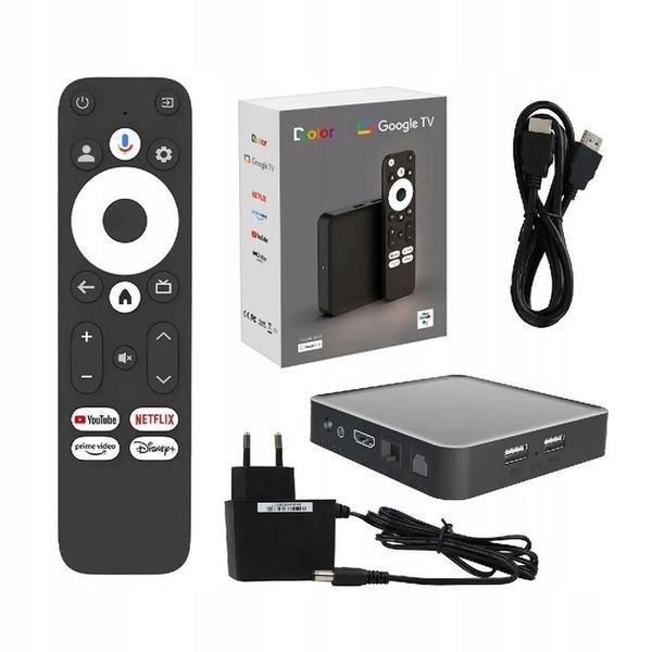 TV Приставка Dcolor GD2 2/32 (Amlogic S905Y4/2Gb/32Gb/Wi-Fi2.4G+5G+100 Mb/USB2.0x2/AV/Mali-G31/HDMI/Bluetooth Пульт Голосове Керування/BT 5.0/Google T 354261 фото