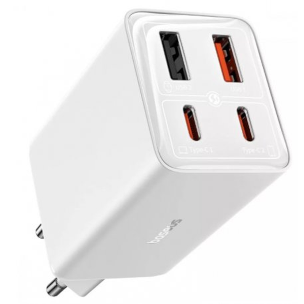 Зарядний Пристрій Baseus GaN6 Pro 65W FC 2xUSB-C | 2xUSB-A (P10162701213-00) White 289551 фото