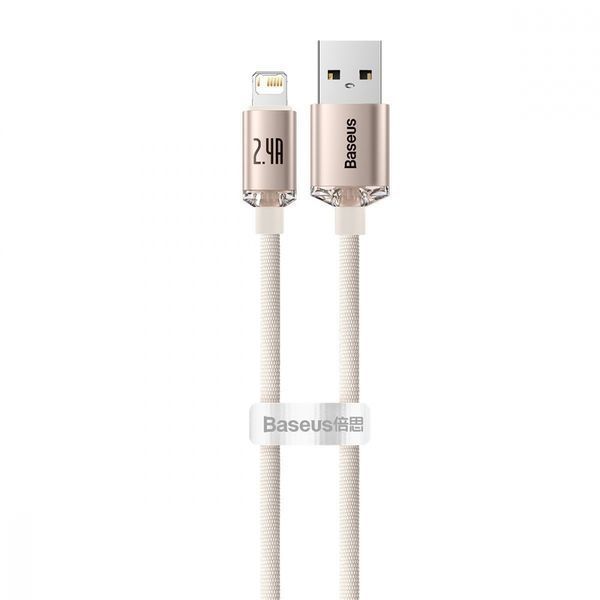 Кабель Baseus Crystal Shine Series Fast Charging Data USB кабель USB To IP 2.4A 2m (CAJY001204) Pink 260565 фото