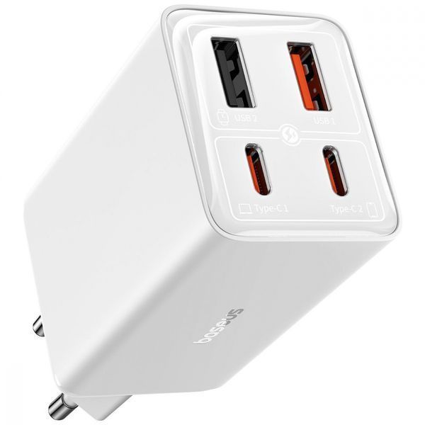 Зарядний Пристрій Baseus GaN6 Pro 65W FC 2xUSB-C | 2xUSB-A (P10162701213-00) White 289551 фото