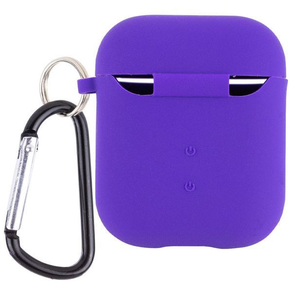 Силіконовий футляр з мікрофіброю для навушників Airpods 1/2 Фіолетовий / Ultra Violet 201989 фото
